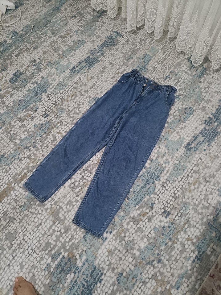 Kadın Mavi Loose Fit Kot Pantolon - Görsel 2