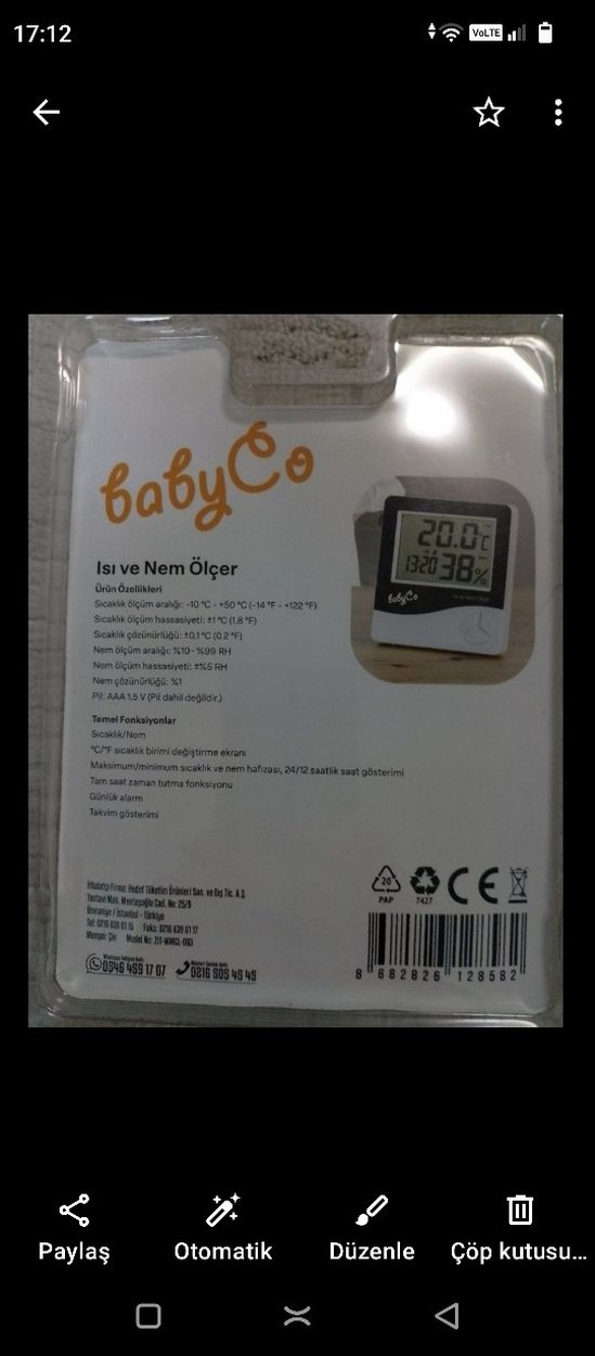 BabyCo Isı ve Nem Ölçer Dijital - Görsel 2