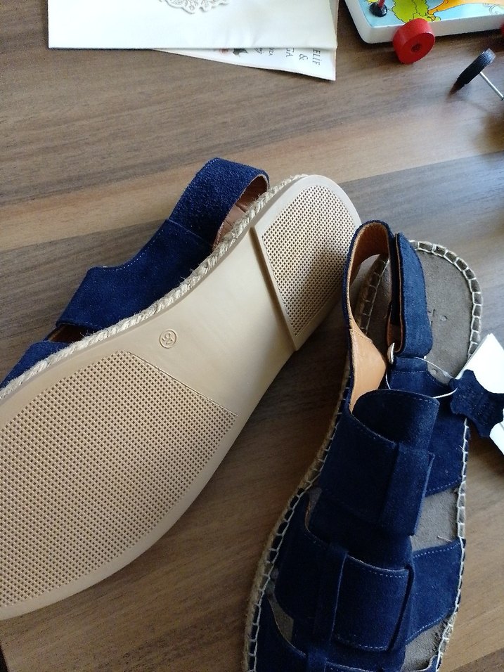 İNCİ Mavi Süet Erkek Sandalet - Görsel 2