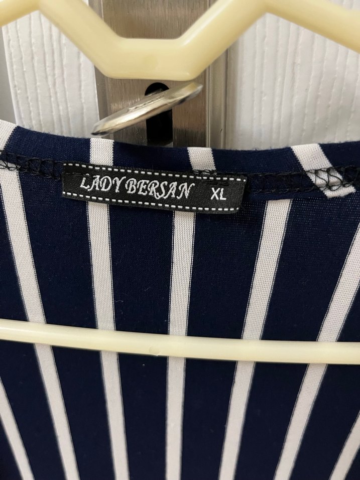 Mavi Çizgili Midi Kadın Blazer - Görsel 4