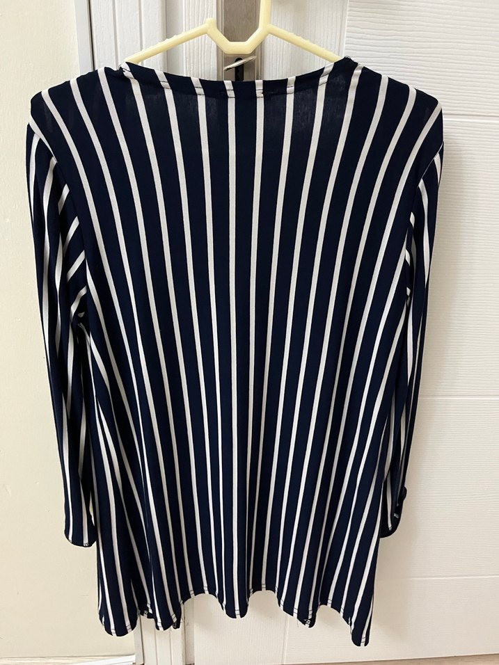 Mavi Çizgili Midi Kadın Blazer - Görsel 5