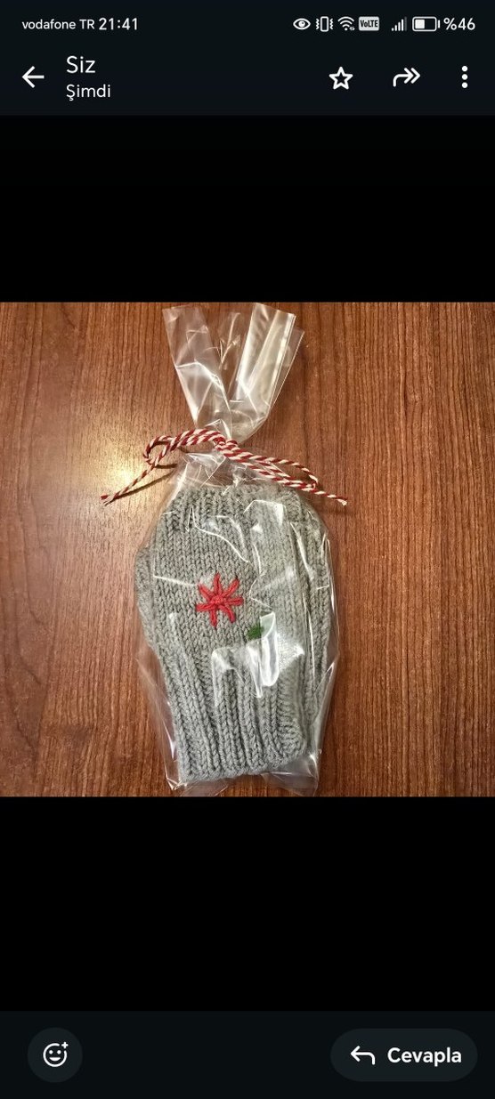 Gri Nakışlı Bohem Örgü Eldiven - Görsel 4