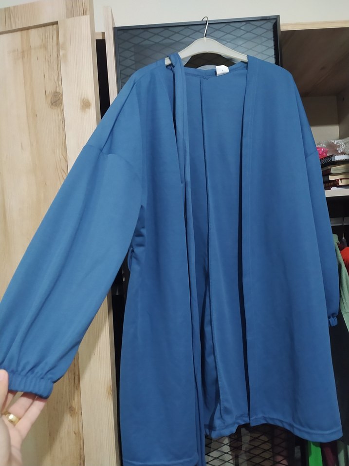 Kadın Mavi Uzun Kollu Salaş kap - Görsel 2