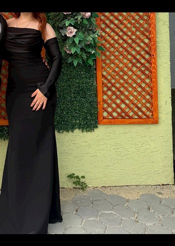 Abiye Uzun Siyah Straplez Gotik Abiye Elbise