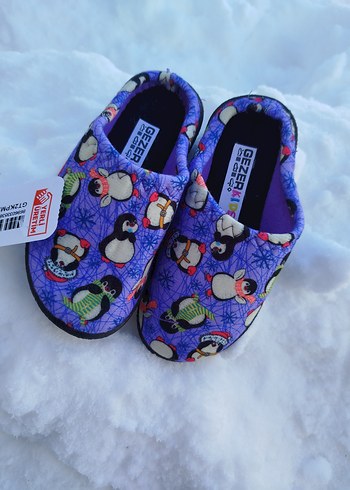 Renkli Baskılı Mor Kız Çocuk Ev Terliği - Görsel 3