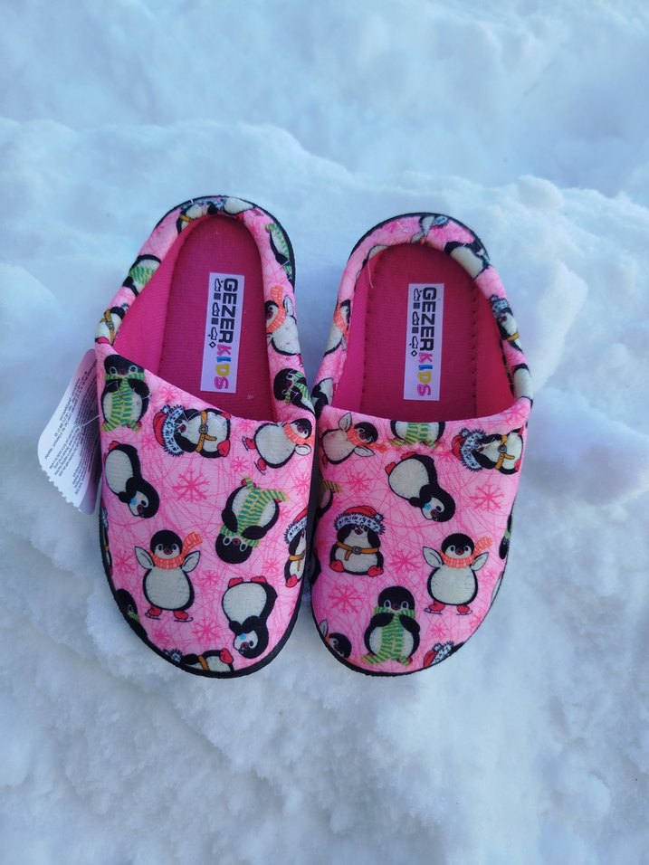 Renkli Baskılı Mor Kız Çocuk Ev Terliği - Görsel 2