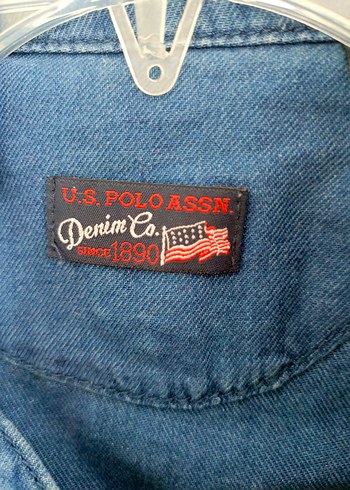 Us polo assn Nakışlı Düğmeli Uzun Kollu Kot Elbise - Görsel 4