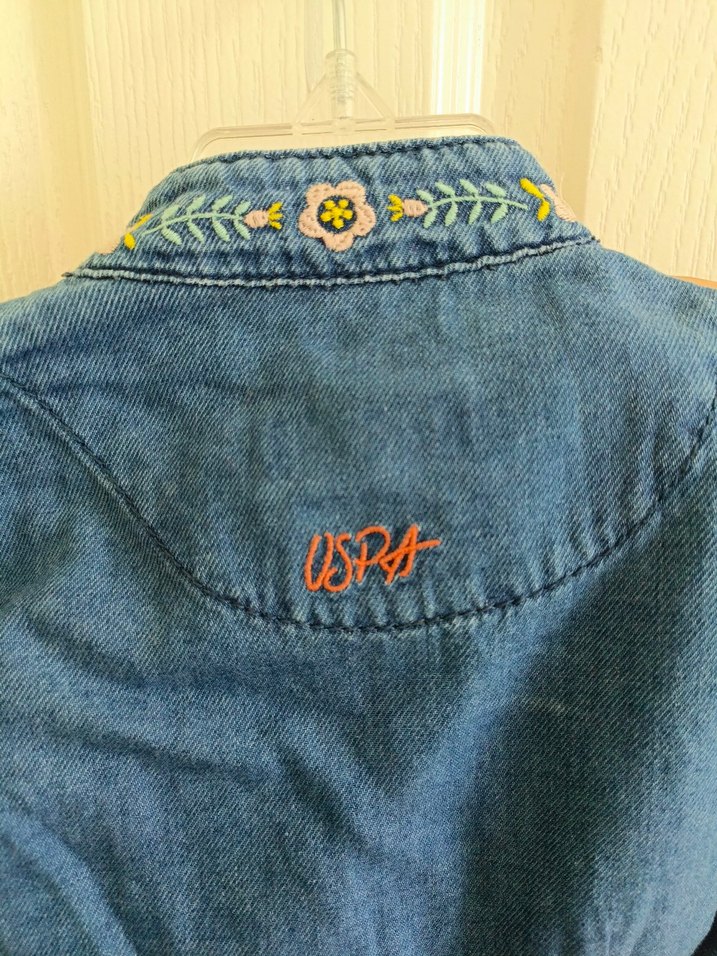 Us polo assn Nakışlı Düğmeli Uzun Kollu Kot Elbise - Görsel 2