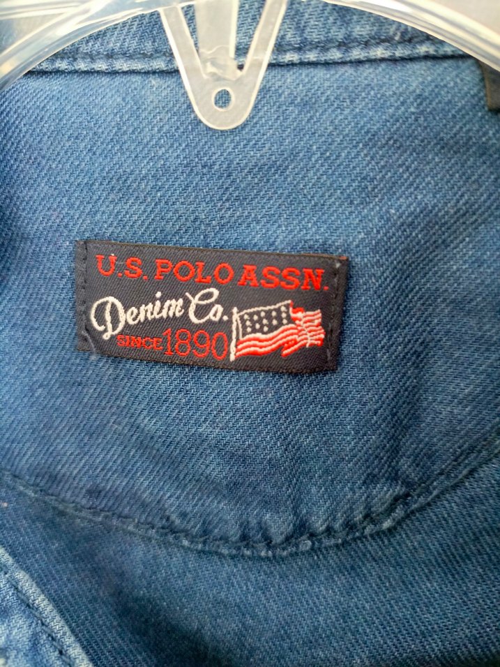 Us polo assn Nakışlı Düğmeli Uzun Kollu Kot Elbise - Görsel 4