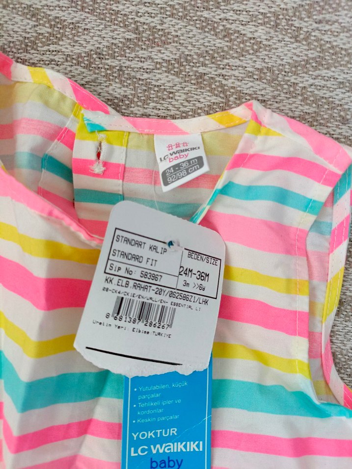 Kız Çocuk Çok Renkli Askısız Elbise - Görsel 2