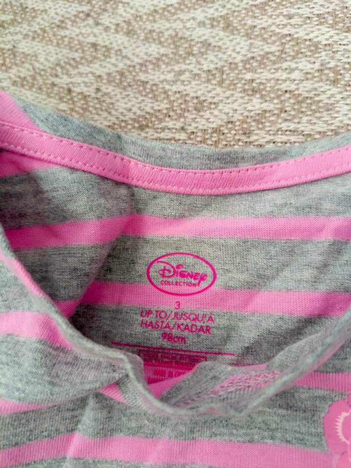 Kız Çocuk Pembe Gri Çizgili Uzun Kollu Elbise - Görsel 2