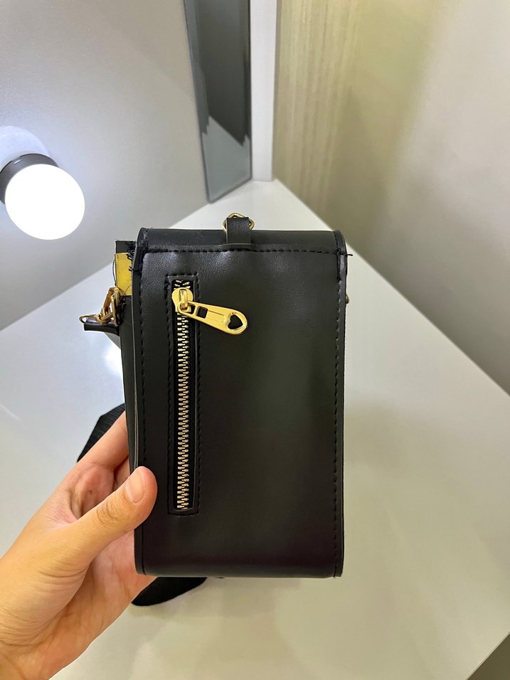 Siyah Deri Kadın telefon  Çantası - Görsel 4