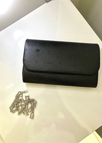 Siyah İşlemeli Deri Zincir Detaylı Kadın Portföy Çanta - Görsel 2