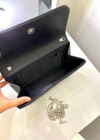 Siyah İşlemeli Deri Zincir Detaylı Kadın Portföy Çanta - Görsel 4