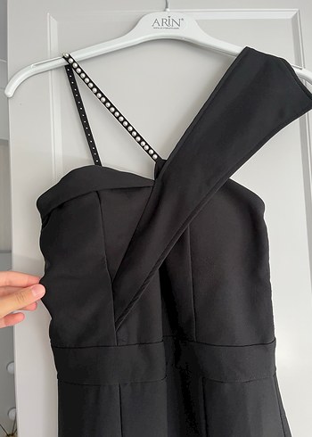 Tek Omuzlu Siyah Uzun Abiye Elbise - Görsel 7