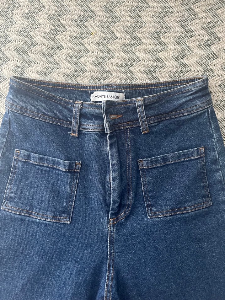 Bohem Tarzı Regular Fit Midi Denim Kadın Jean - Görsel 2