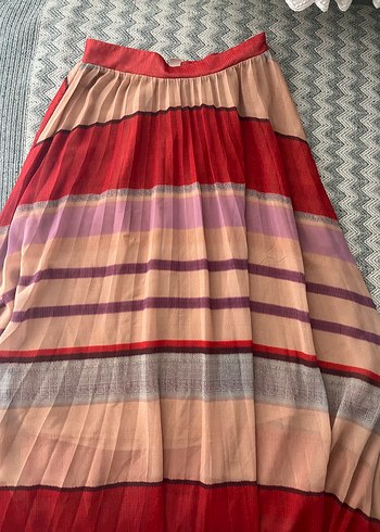 Kadın Çok Renkli Pileli Uzun Etek - Görsel 2