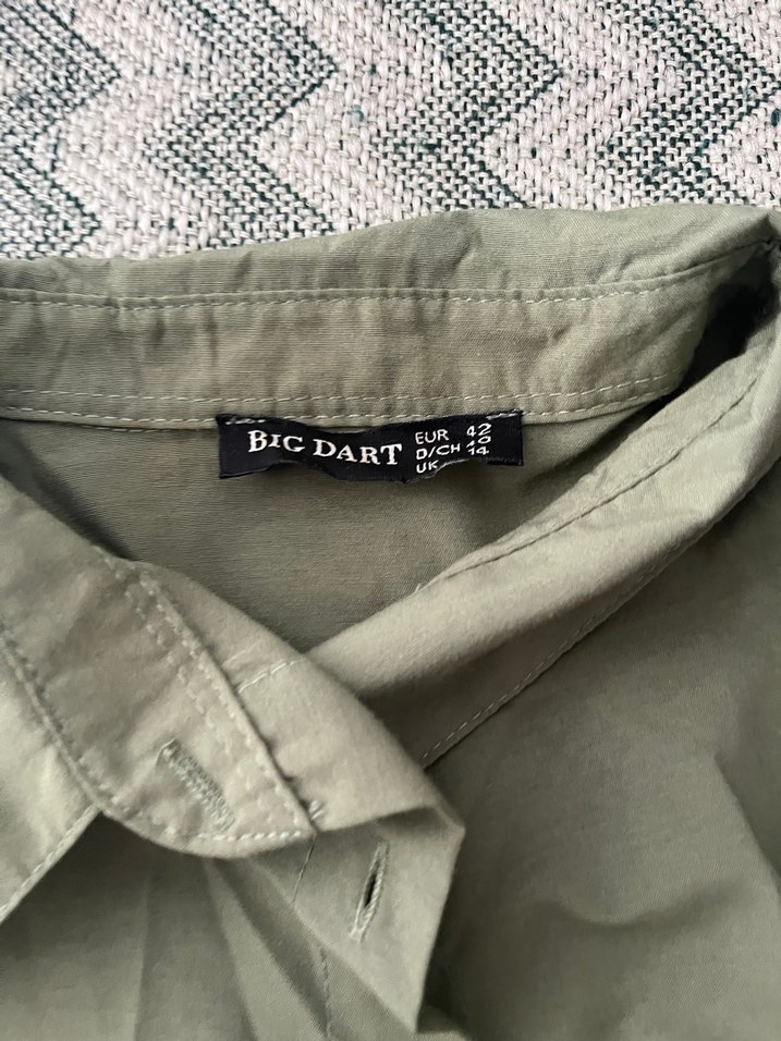 Gri Keten Kadın Gömlek, Salaş Kesim, Uzun Kollu - Görsel 2