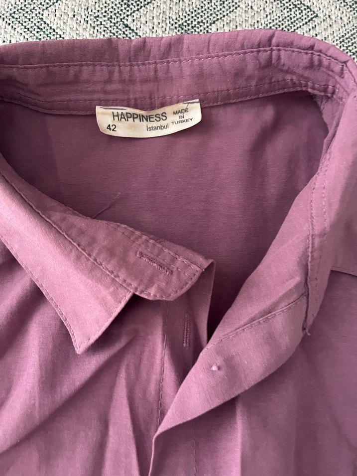 Gri Keten Kadın Gömlek, Salaş Kesim, Uzun Kollu - Görsel 3