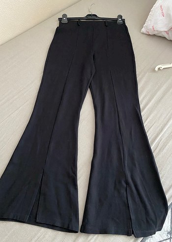 Diğer Siyah İspanyol yırtmaçlı Paça Pantolon