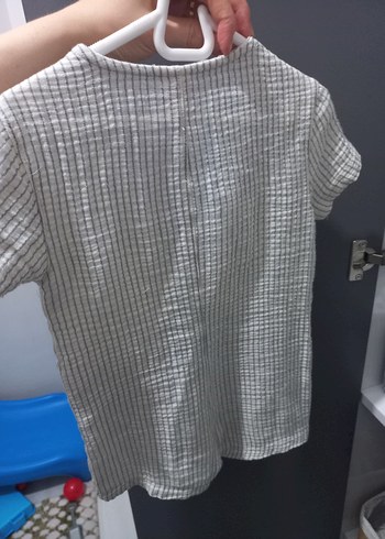 1 Yaş Beden gri Renk Erkek bebek muslin kumas sortlu kisa tulum