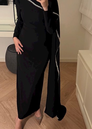 Siyah taşlı uzun elbise - Görsel 3