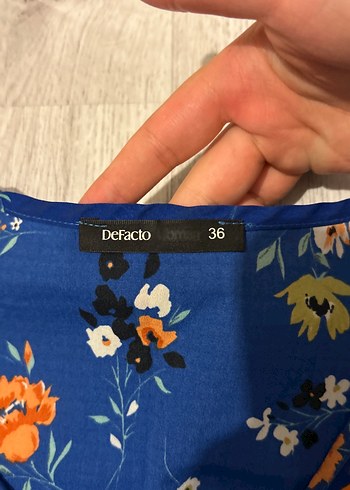 Defacto Çiçek Desenli Mavi Bohem Midi Elbise Defacto