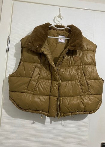 Polo Kürklü Kahverengi  Kadın Yelek - Görsel 5