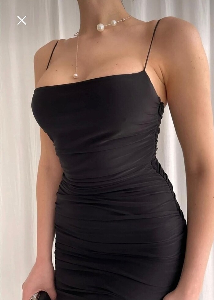 siyah midi boy mezuniyet düğün elbisesi - Görsel 3