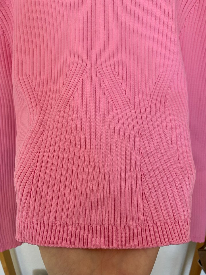 Pembe Yüksek Yakalı Triko Kadın Kazak - Görsel 2