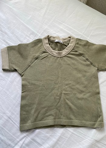 Kadın Haki Crop Top, Kısa Kollu, Dar Kesim spor büstiyer - Görsel 3