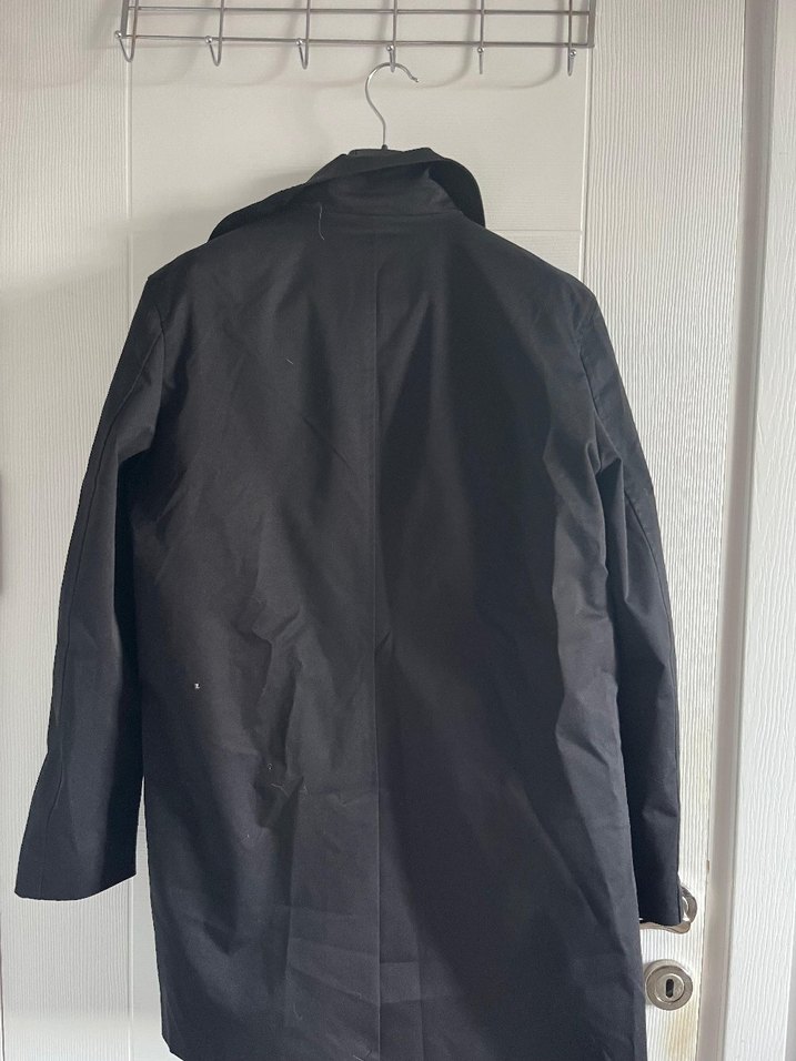 Düğmeli Siyah Erkek Midi Kaban-Yağmurluk - Görsel 2