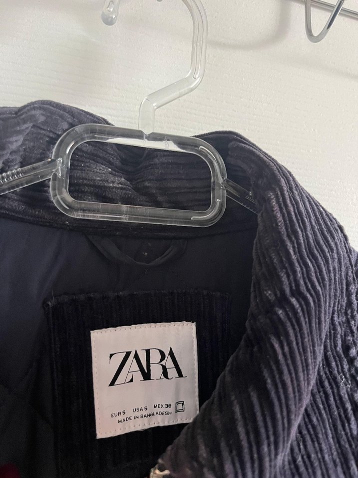 ZARA Fermuarlı Lacivert Kadife Erkek Ceket - Görsel 2