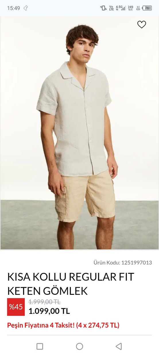 Mudo Bej Keten Kısa Kollu Erkek Gömlek - Görsel 3