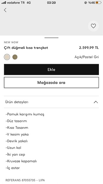 Mango Yeni sezon kısa trençkot