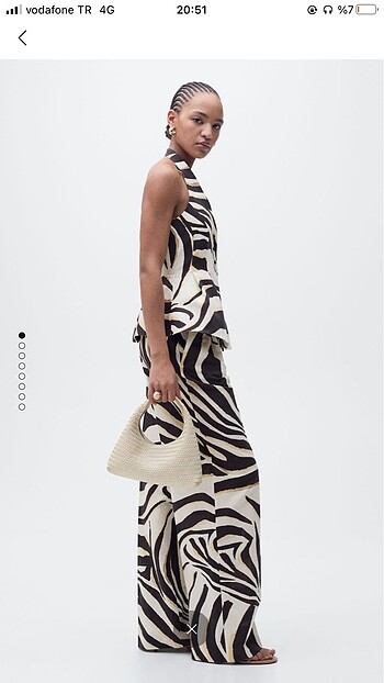 Zebra desenli wideleg keten pantolon