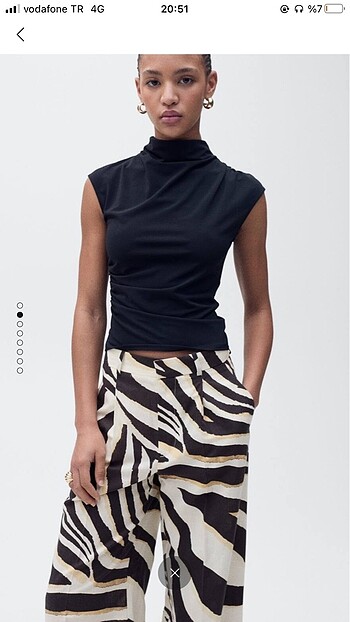 Mango Zebra desenli wideleg keten pantolon