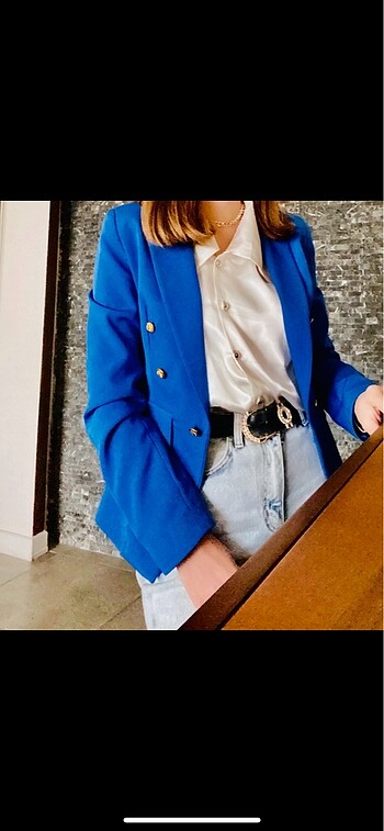 Zara Saks mavisi ceket