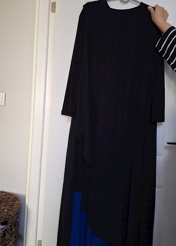 Uzun Lacivert siyah abiye elbise - Görsel 3