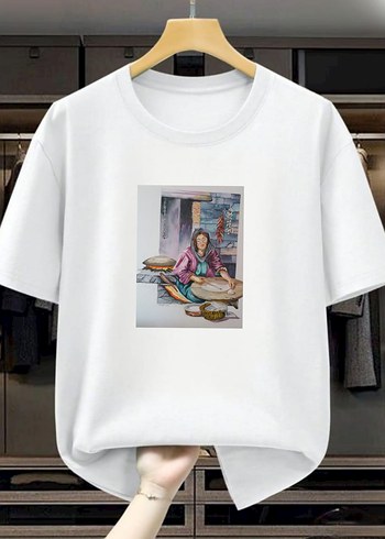 Renkli Baskılı Bohem Kadın Tişörtü - Görsel 10