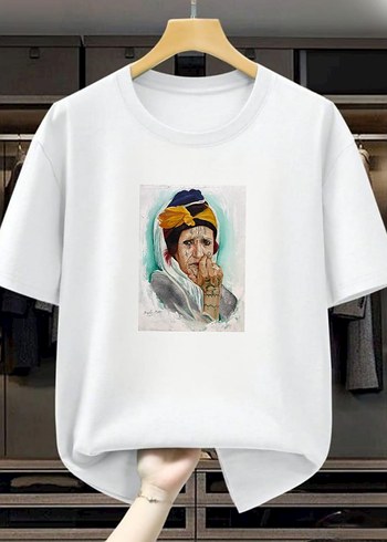 Renkli Baskılı Bohem Kadın Tişörtü - Görsel 8