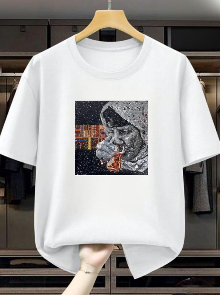 Renkli Baskılı Bohem Kadın Tişörtü - Görsel 5