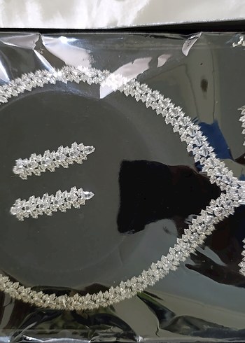 Zirkon Taşlı Beyaz İşlemeli Boncuklu Gelin Takısı Seti - Görsel 2