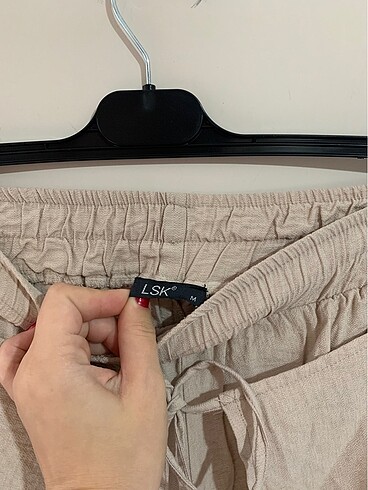 m Beden ten rengi Renk Yırtmaçlı yazlık pantolon