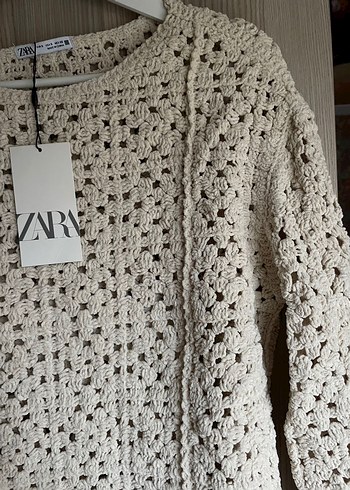 Zara kroşe şönil sweatshirt kazak - Görsel 4