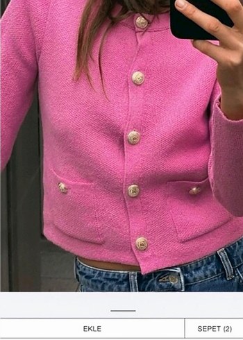 Zara gold düğme detaylı triko hırka - Görsel 2