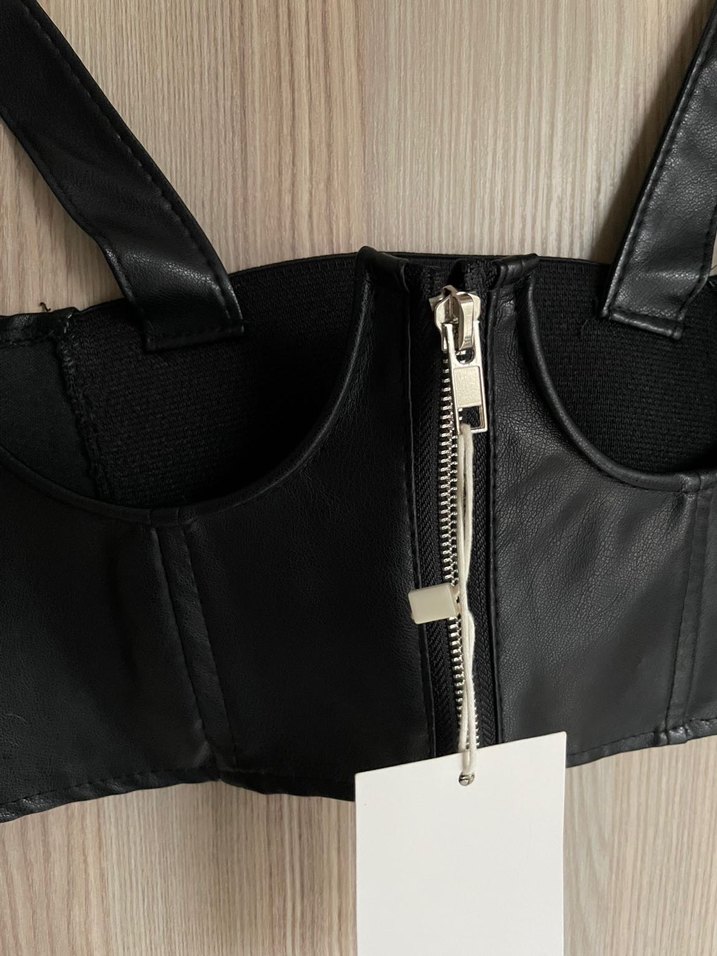 Bershka suni deri korse görünümlü  Büstiyer - Görsel 3