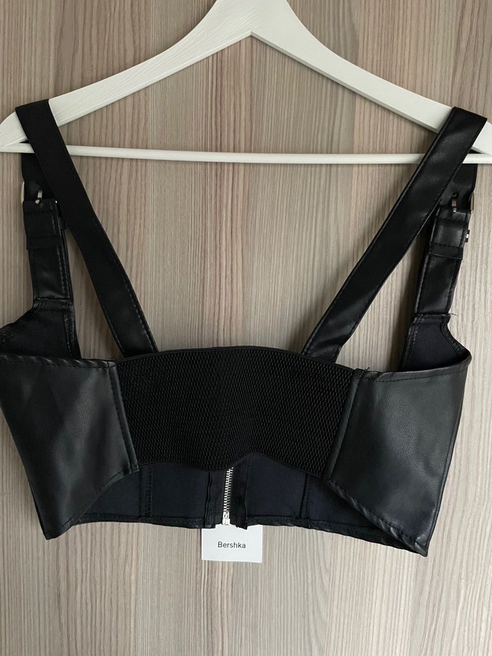 Bershka suni deri korse görünümlü  Büstiyer - Görsel 4