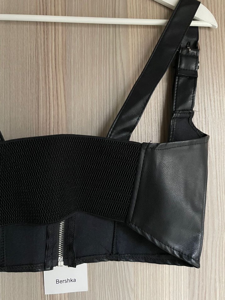 Bershka suni deri korse görünümlü  Büstiyer - Görsel 5