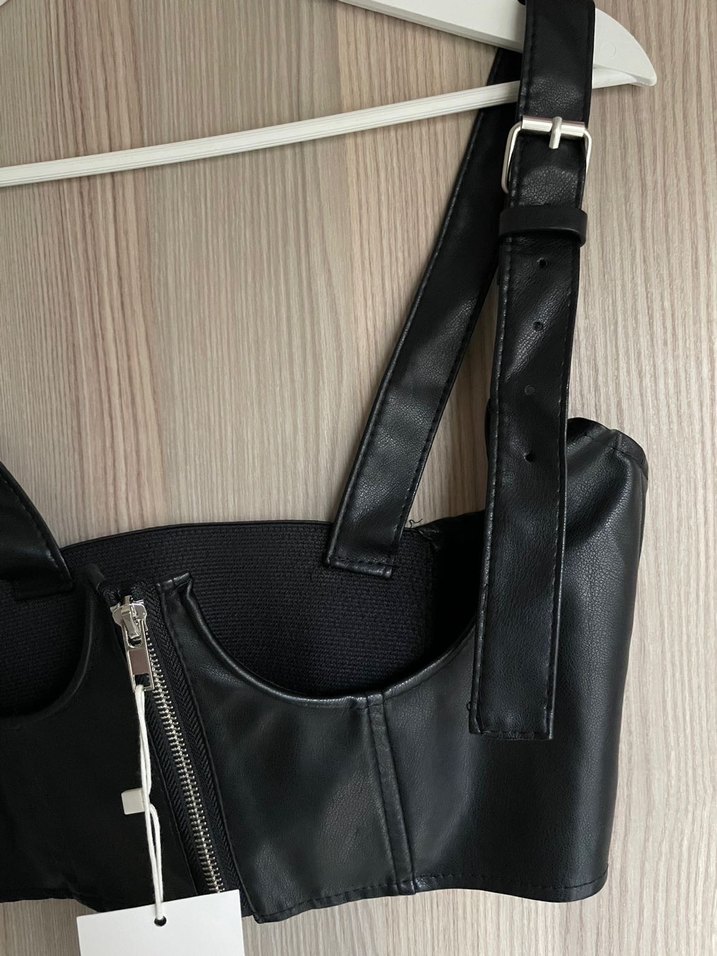 Bershka suni deri korse görünümlü  Büstiyer - Görsel 2